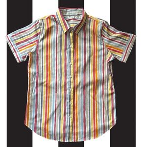 Coldwater Creek Rainbow Striped Short Sleeve Button Up Shirt Women's Size 6P